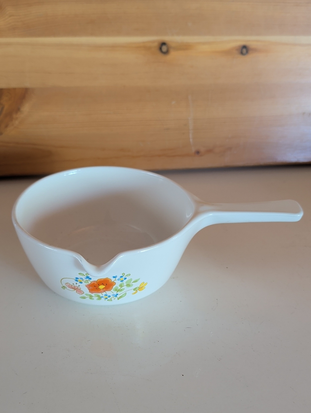 Corningware, White Floral Ceramic Sauce Pan with Handle